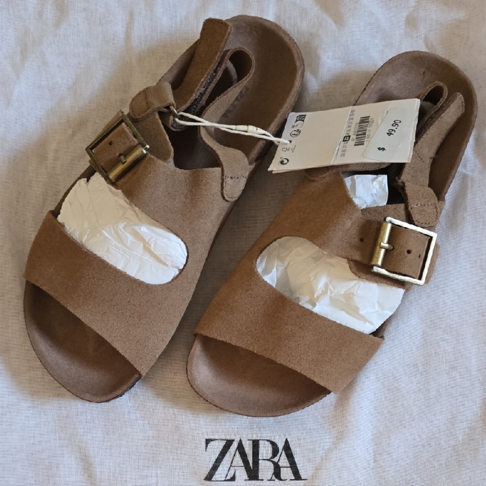 Zara Brown Sandals with Comfort Footbed